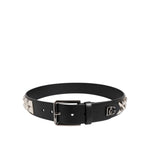 Dolce & Gabbana Black Leather Studded DG Metal Buckle Belt BEL9488-80