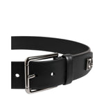 Dolce & Gabbana Black Leather Studded DG Metal Buckle Belt BEL9488-80