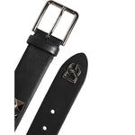 Dolce & Gabbana Black Leather Studded DG Metal Buckle Belt BEL9488-80