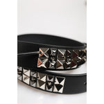 Dolce & Gabbana Black Leather Studded DG Metal Buckle Belt BEL9488-80