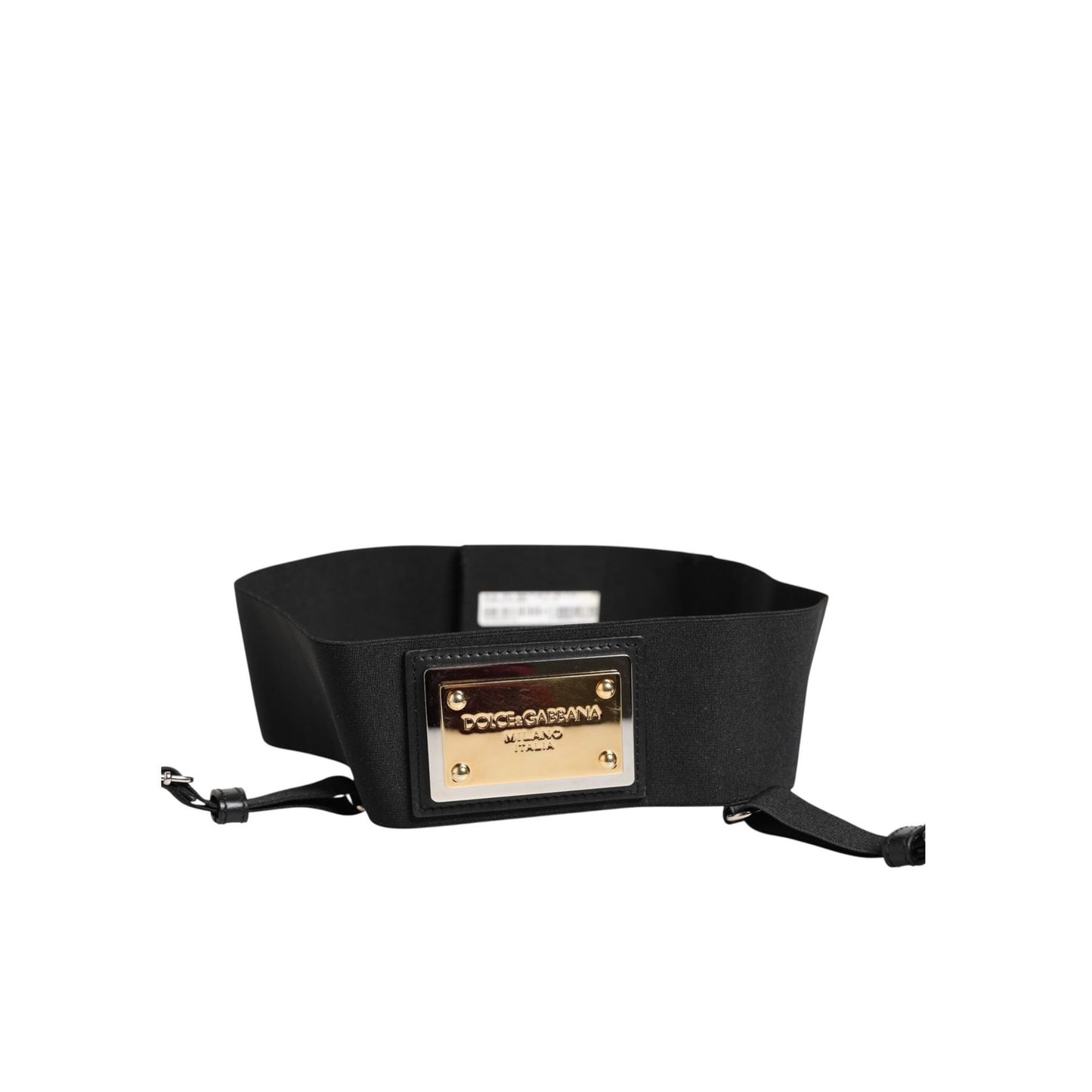 Dolce & Gabbana Black Leather Logo Wide Waist Belt Suspender