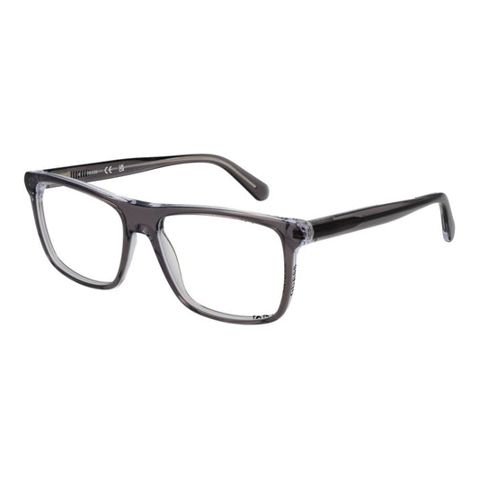 Guess Gray Men Glasses Frame in full-rim acetate with demo lenses, size 56-16-145, featuring a stylish rectangle grey design for men.