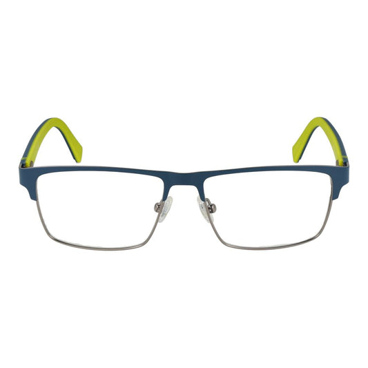 Guess Blue Men Glasses Frame with blue metal full-rim, demo plastic lenses, rectangle style, spring hinge, included branded case.
