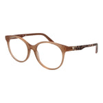 Guess Beige Women Glasses Frame with full-rim acetate round design, beige color, 55-18-140 size, and spring hinge for comfort.
