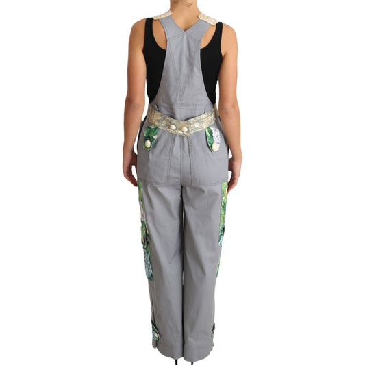 Dolce & Gabbana Exquisite Floral Embellished Denim Overalls Dolce & Gabbana Rosy Brown