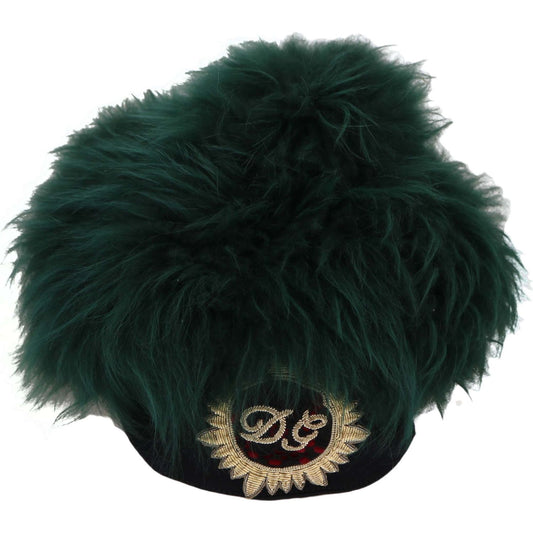 Dolce & Gabbana Elegant Emerald Cashmere Cloche Cap Hat Dolce & Gabbana Black