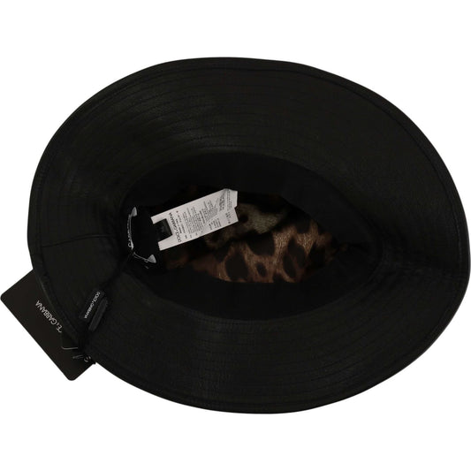 Dolce & Gabbana Elegant Black Leather Cloche Cap Hat Dolce & Gabbana Black