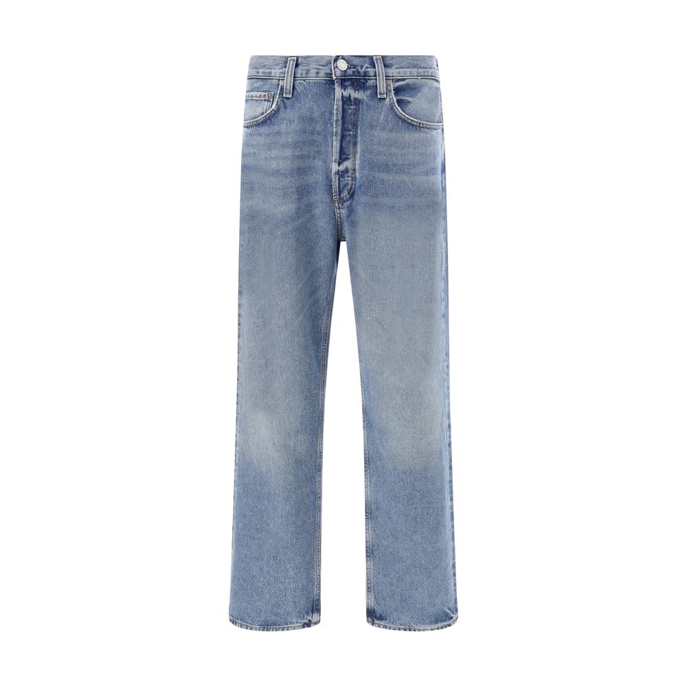 Agolde Light Blue Cotton Straight-Leg Jeans