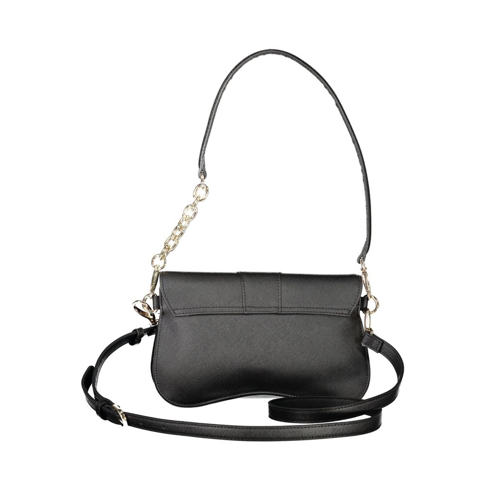 Stylish Mario Valentino Black Polyethylene Women Handbag with adjustable strap and removable handle.