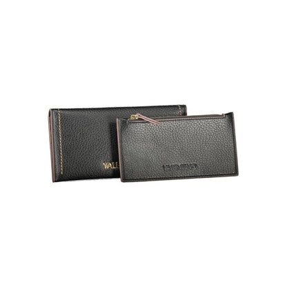 Mario Valentino Black Polyethylene Women Wallet with removable coin pouch and ample card spaces, elegant and functional accessory.