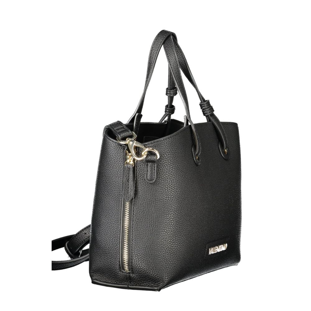 Mario Valentino Black Polyethylene Women Handbag with two handles, removable shoulder strap, and zip compartments