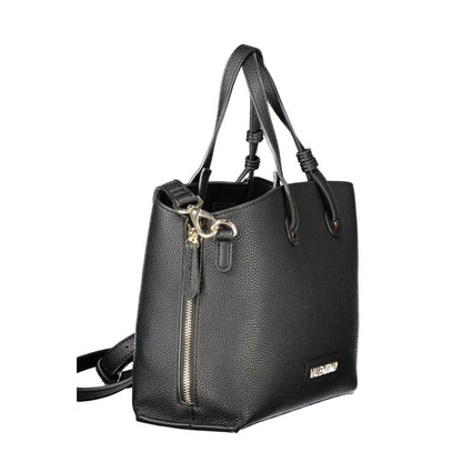Mario Valentino Black Polyethylene Women Handbag with two handles, removable shoulder strap, and zip compartments