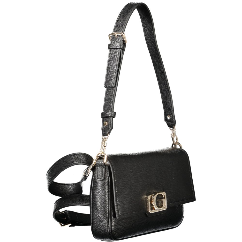 Guess Jeans Black Polyethylene Women Handbag with adjustable straps and pockets for chic functionality and versatile style.