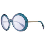 Emilio Pucci Turquoise Women Sunglass with round frame, metal & plastic frame, purple lenses, 100% UVA & UVB protection, size 57-23-135.