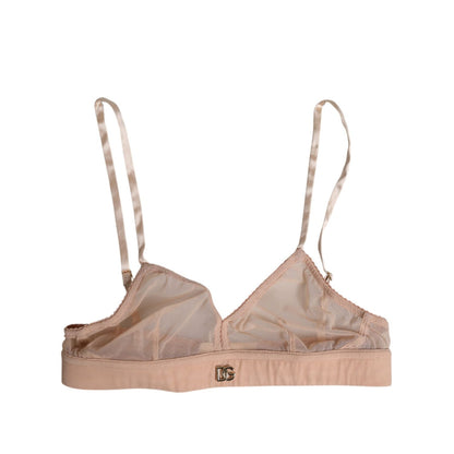 Dolce & Gabbana Powder Pink Nylon DG Logo Non Wire Bra Underwear