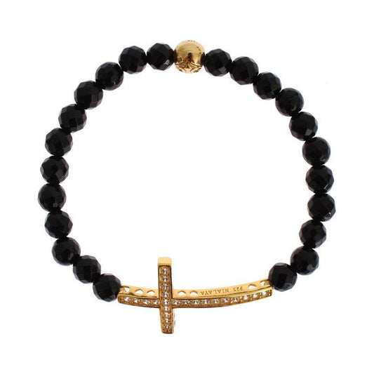 Nialaya Gold Plated Sterling Bracelet with CZ Diamond Cross Bracelet Nialaya Wheat
