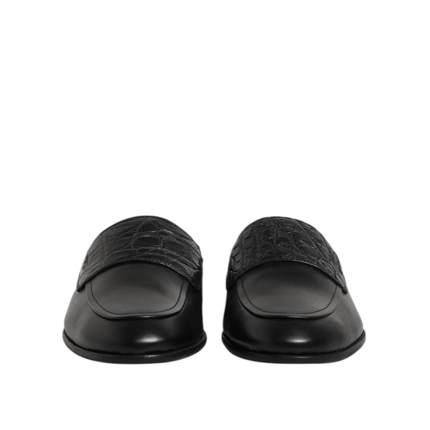 Dolce & Gabbana Black Calfskin Leather Slip On Loafers Shoes MV7552-40