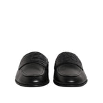 Dolce & Gabbana Black Calfskin Leather Slip On Loafers Shoes MV7552-40