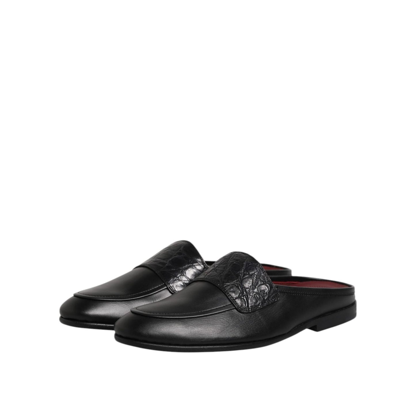 Dolce & Gabbana Black Calfskin Leather Slip On Loafers Shoes MV7552-40