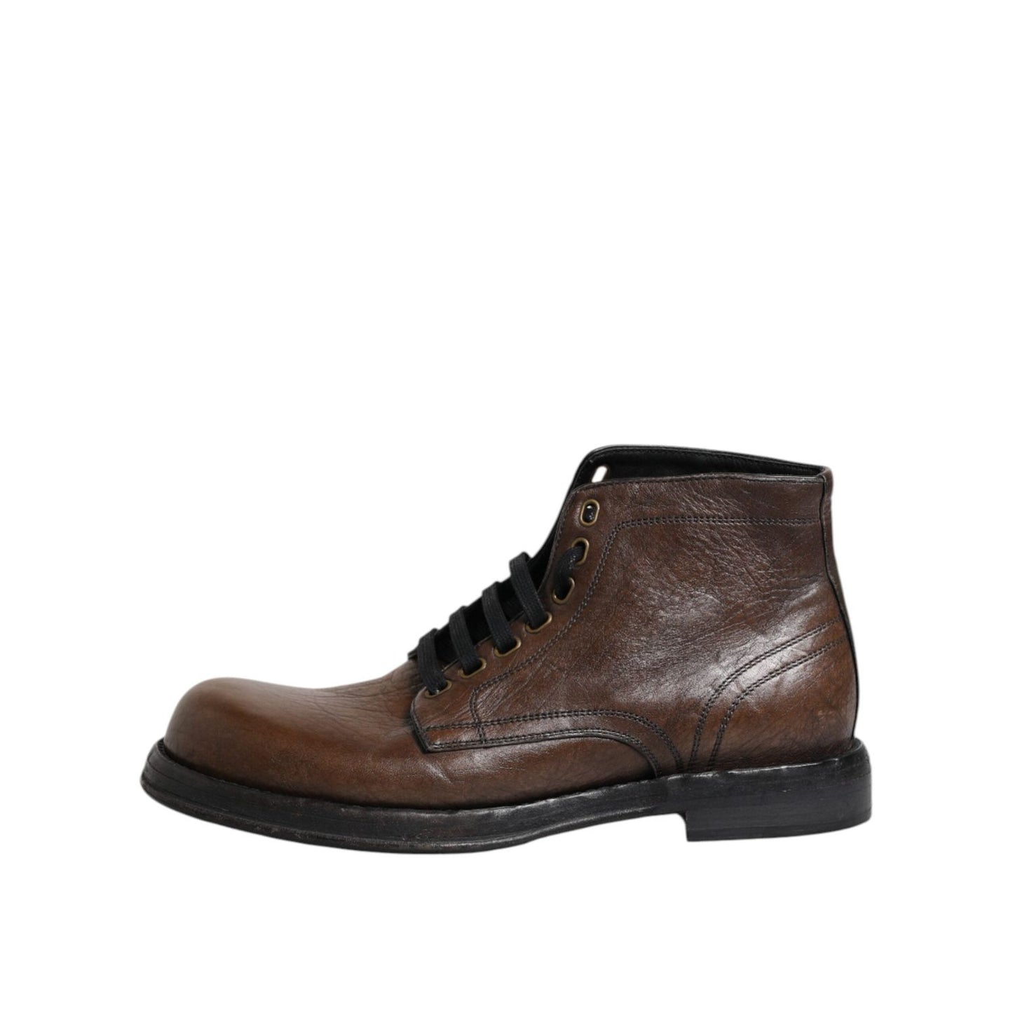 Dolce & Gabbana Brown Leather Lace Up Men Ankle Boots Shoes