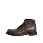Dolce & Gabbana Brown Leather Lace Up Men Ankle Boots Shoes