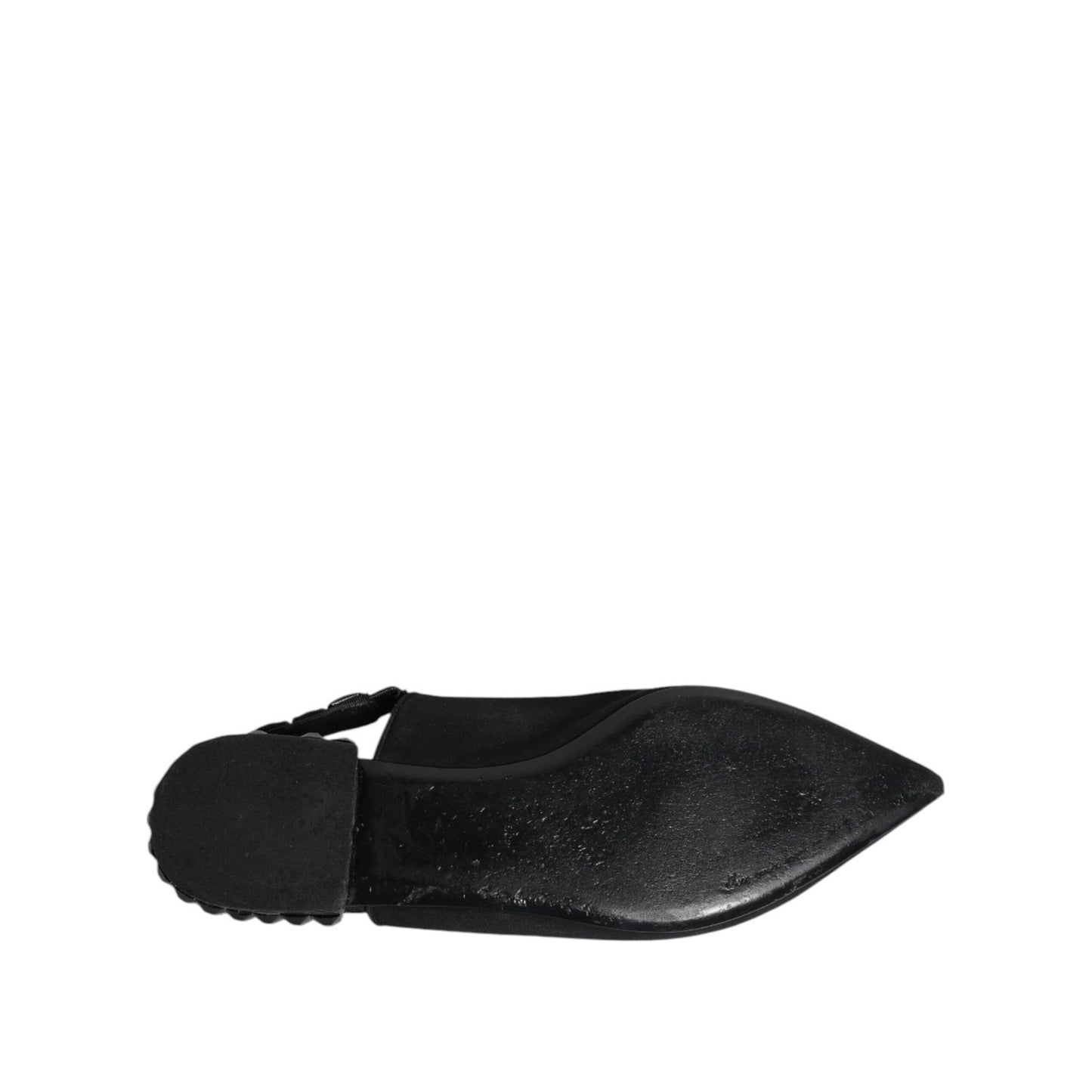 Dolce & Gabbana Black Crystal Charmeuse Slingback Shoes