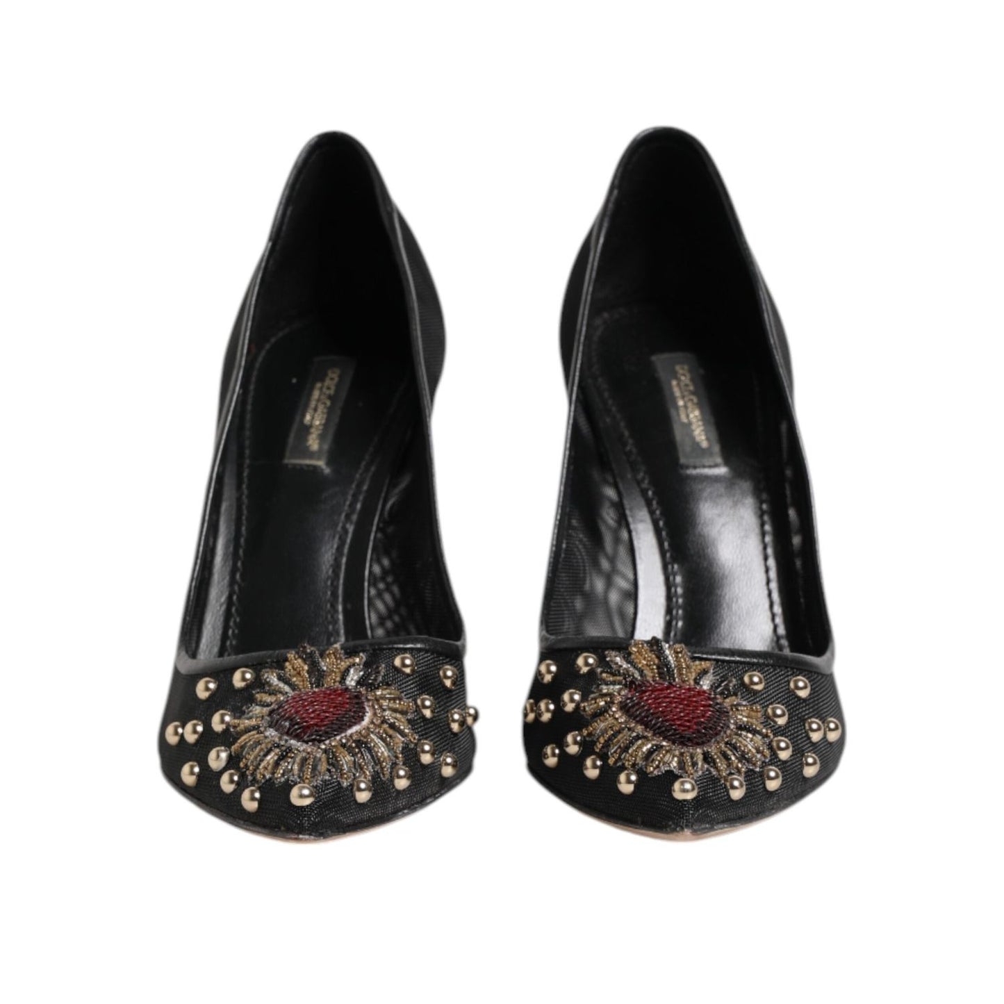 Dolce & Gabbana Black Sacred Heart Stiletto Heels Pumps Shoes LA12734-39