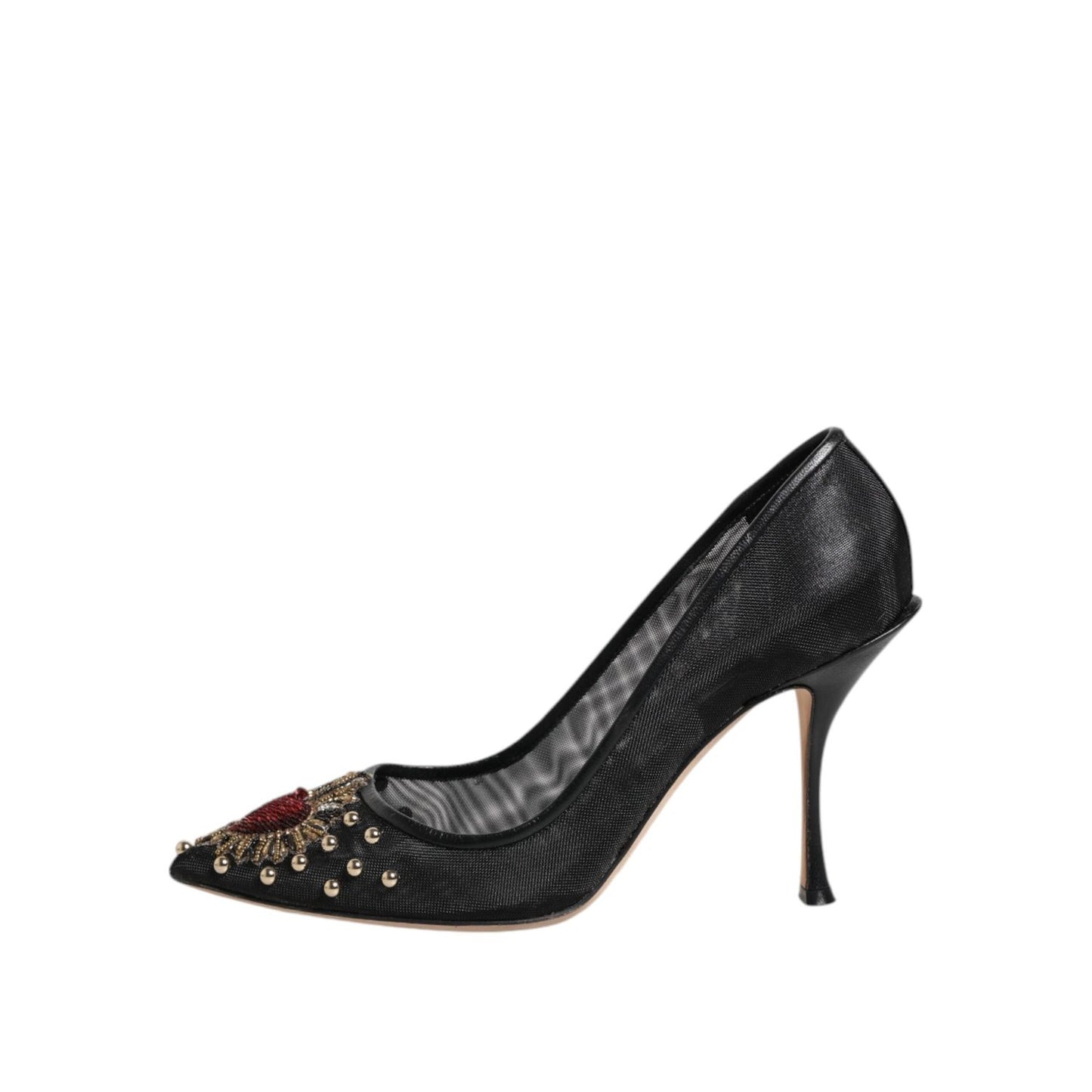 Dolce & Gabbana Black Sacred Heart Stiletto Heels Pumps Shoes LA12734-39