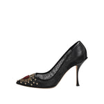Dolce & Gabbana Black Sacred Heart Stiletto Heels Pumps Shoes LA12734-39