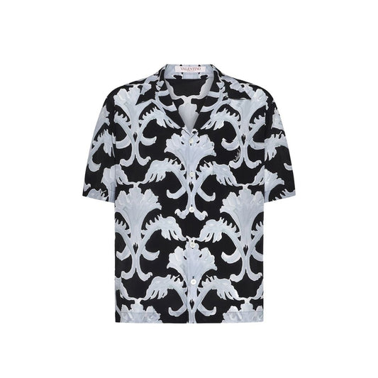 Valentino Black Silk Pattern Shirt