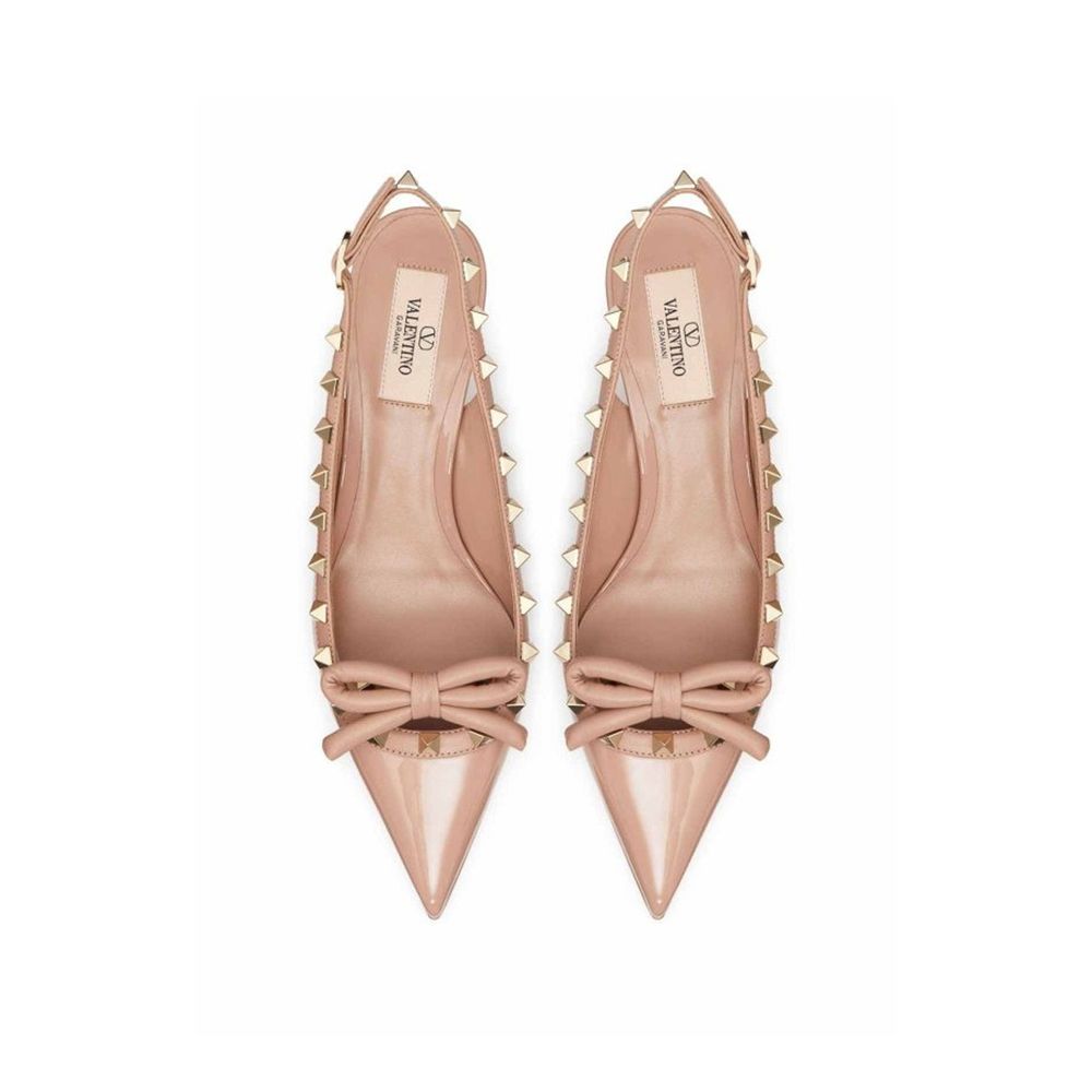 Valentino Garavani Beige Calfskin Mid Heel Pumps