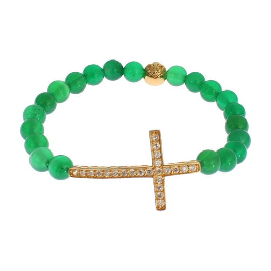 Nialaya Elegant Green Jade Bead & Gold Plated Bracelet Bracelet Nialaya Medium Sea Green