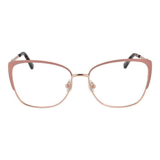 Guess Rose Gold Women Glasses Frame, full-rim metal with demo lenses, includes branded case, style Browline, no extra lenses, spring hinge