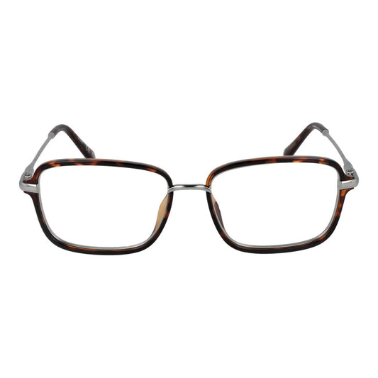 Guess Brown Men Glasses Frame, full-rim stainless steel, demo lenses, rectangle style with branded case, temples length 145 mm.