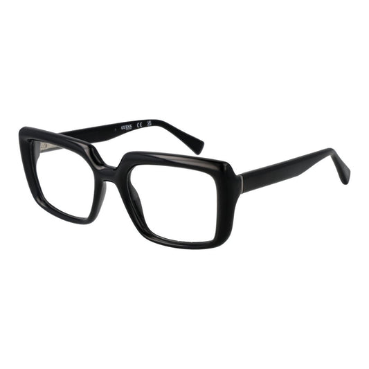 Guess Black Unisex Glasses Frame, full-rim rectangle style with black plastic material