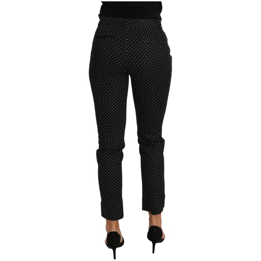 Dolce & Gabbana Elegant Polka Dot Cropped Trousers Jeans & Pants Dolce & Gabbana Black