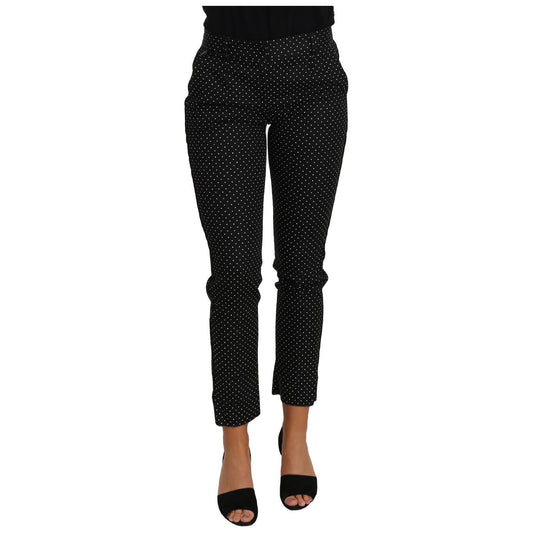 Dolce & Gabbana Elegant Polka Dot Cropped Trousers Jeans & Pants Dolce & Gabbana Black
