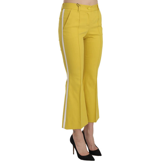 Dolce & Gabbana Chic Yellow Flare Pants for Elegant Evenings Dolce & Gabbana Dark Khaki