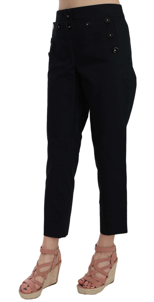 Dolce & Gabbana Chic Black Cotton Trousers Jeans & Pants Dolce & Gabbana Rosy Brown