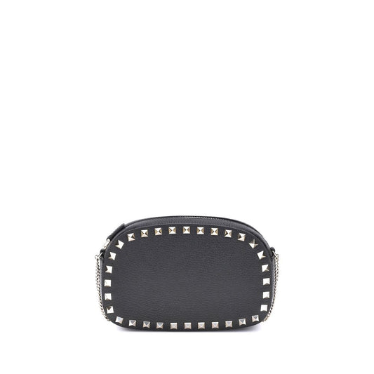 Valentino Garavani Black Calf Leather Bos Taurus Shoulder Bag