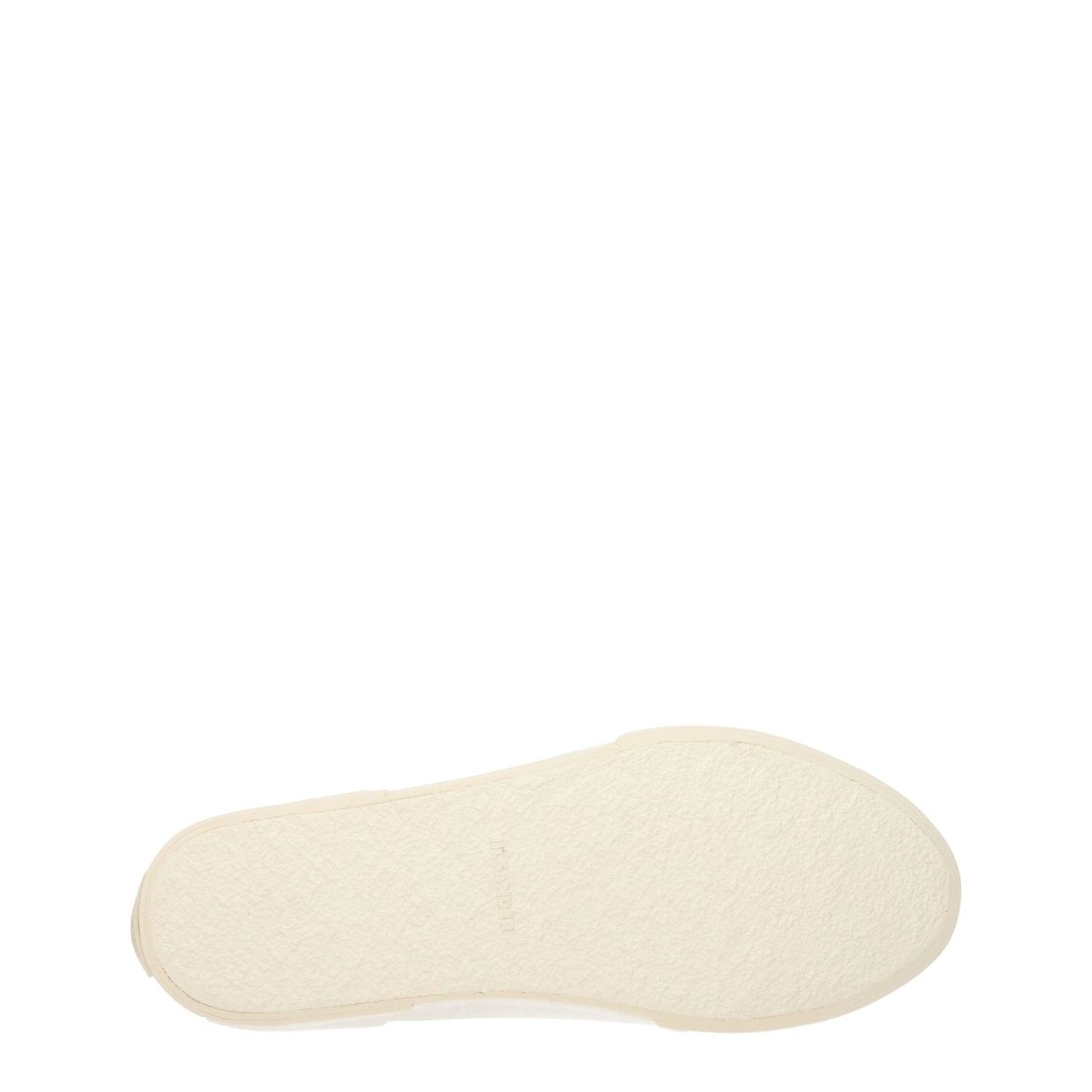 Sole view of Jil Sander Beige Fabric High Tops sneakers in ivory rubber sole.