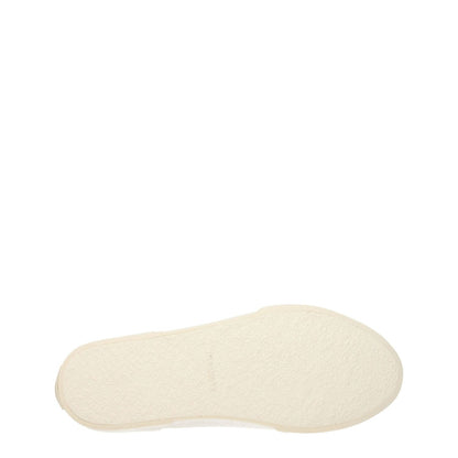 Sole view of Jil Sander Beige Fabric High Tops sneakers in ivory rubber sole.