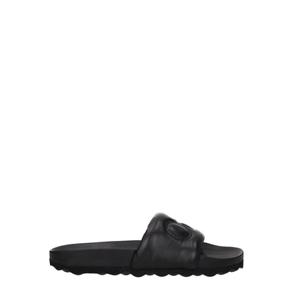 Off-White Black Leather Slippers