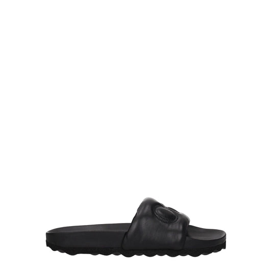 Off-White Black Leather Slippers