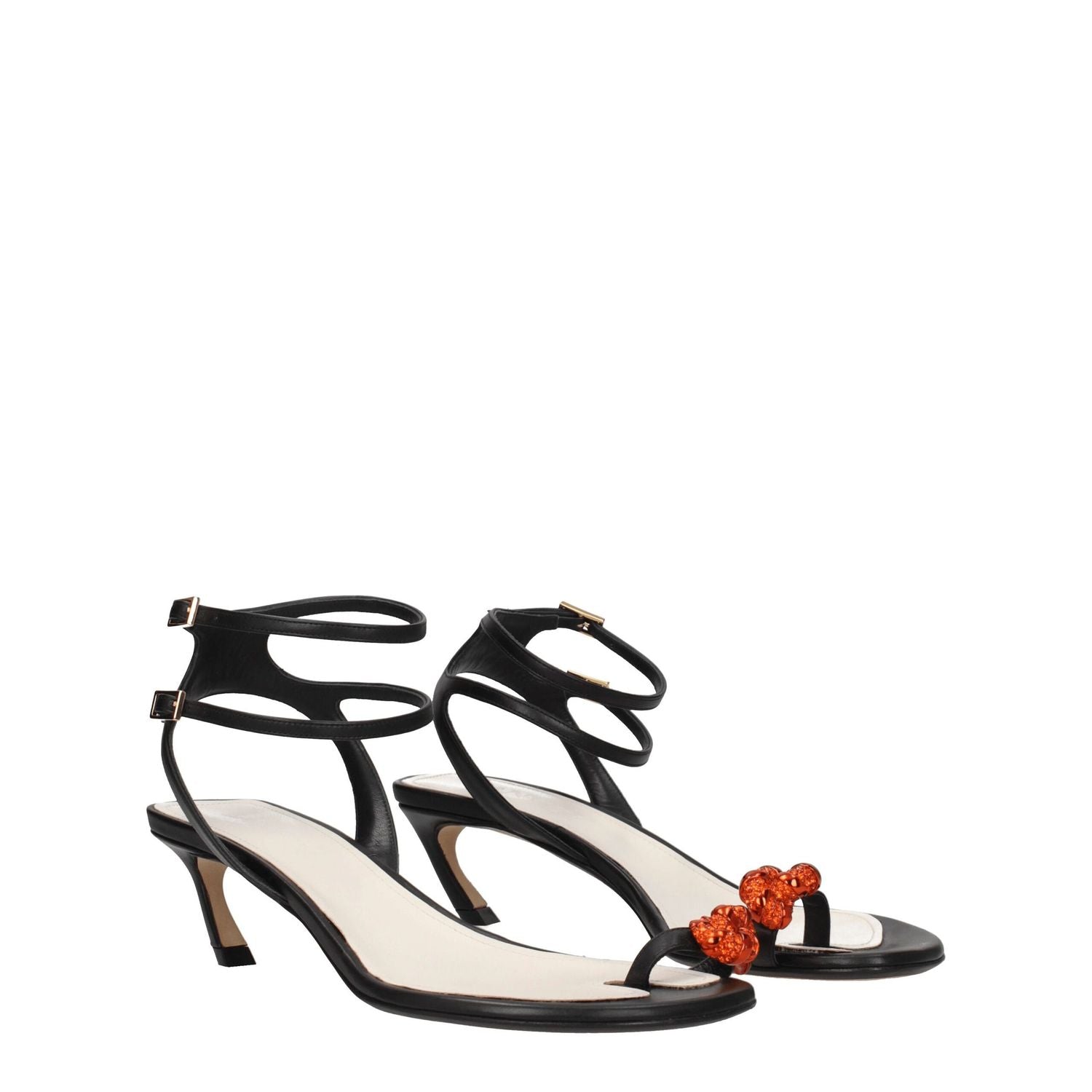 Lanvin Black Leather Stiletto Heel Sandals