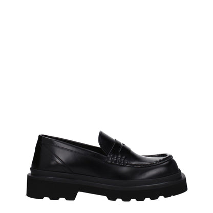 Dolce & Gabbana Black Leather Slip-On Loafers