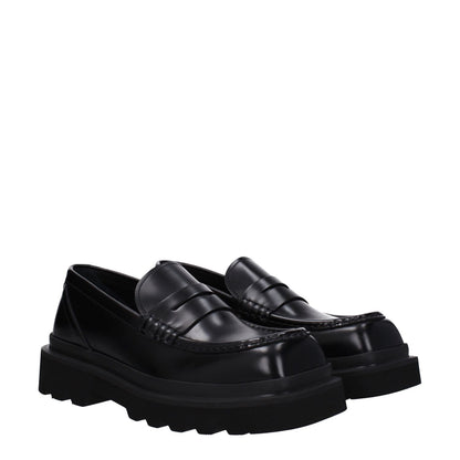 Dolce & Gabbana Black Leather Slip-On Loafers