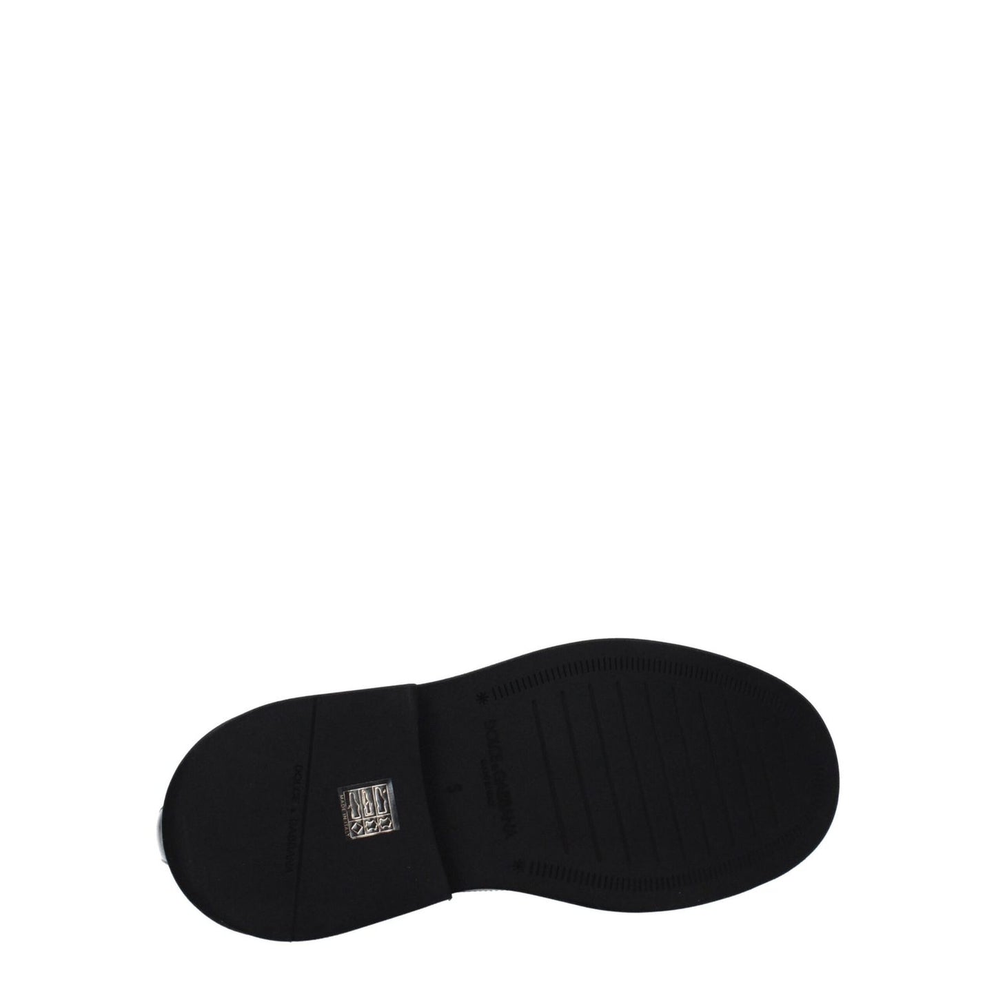 Sole view of Dolce & Gabbana Black Leather Oxfords And Derbies showcasing rubber sole and brand logo.