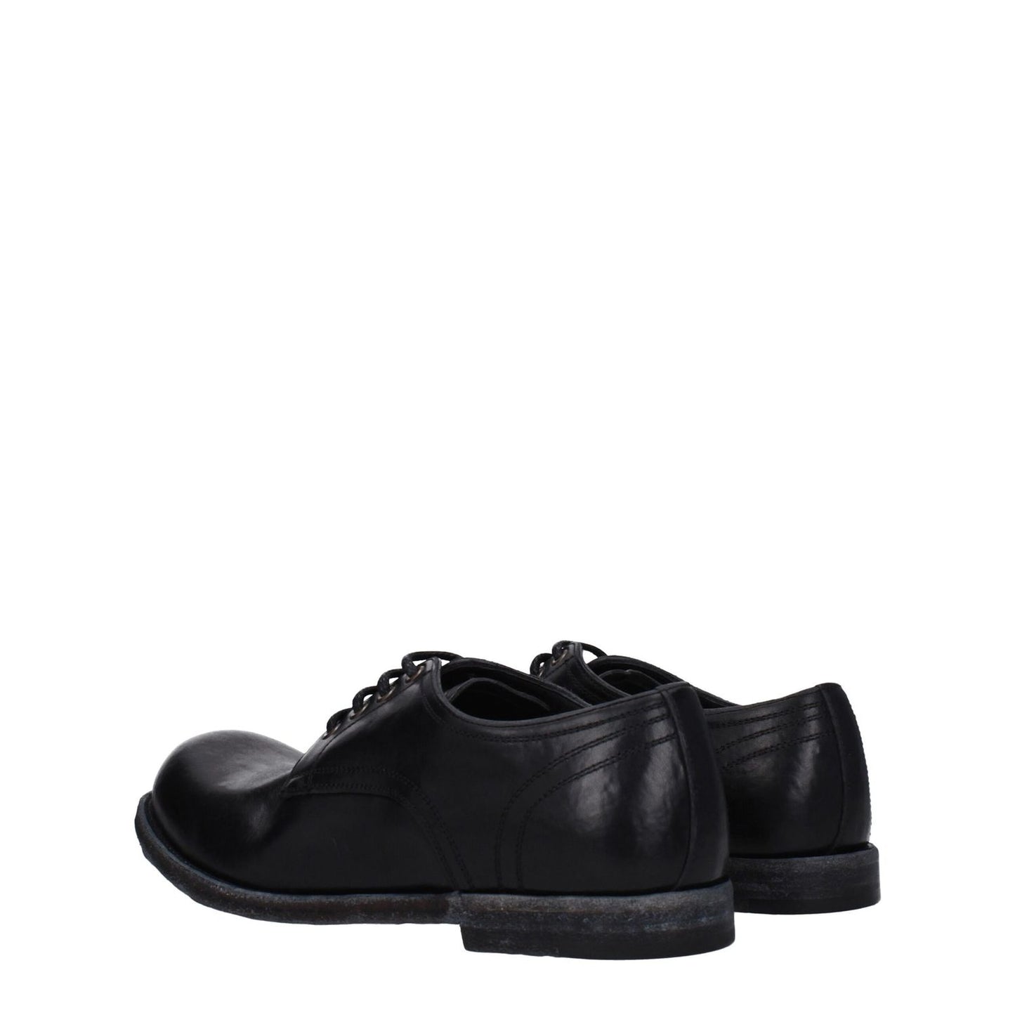 Dolce & Gabbana Black Leather Oxfords And Derbies with vintage style and distressed details.