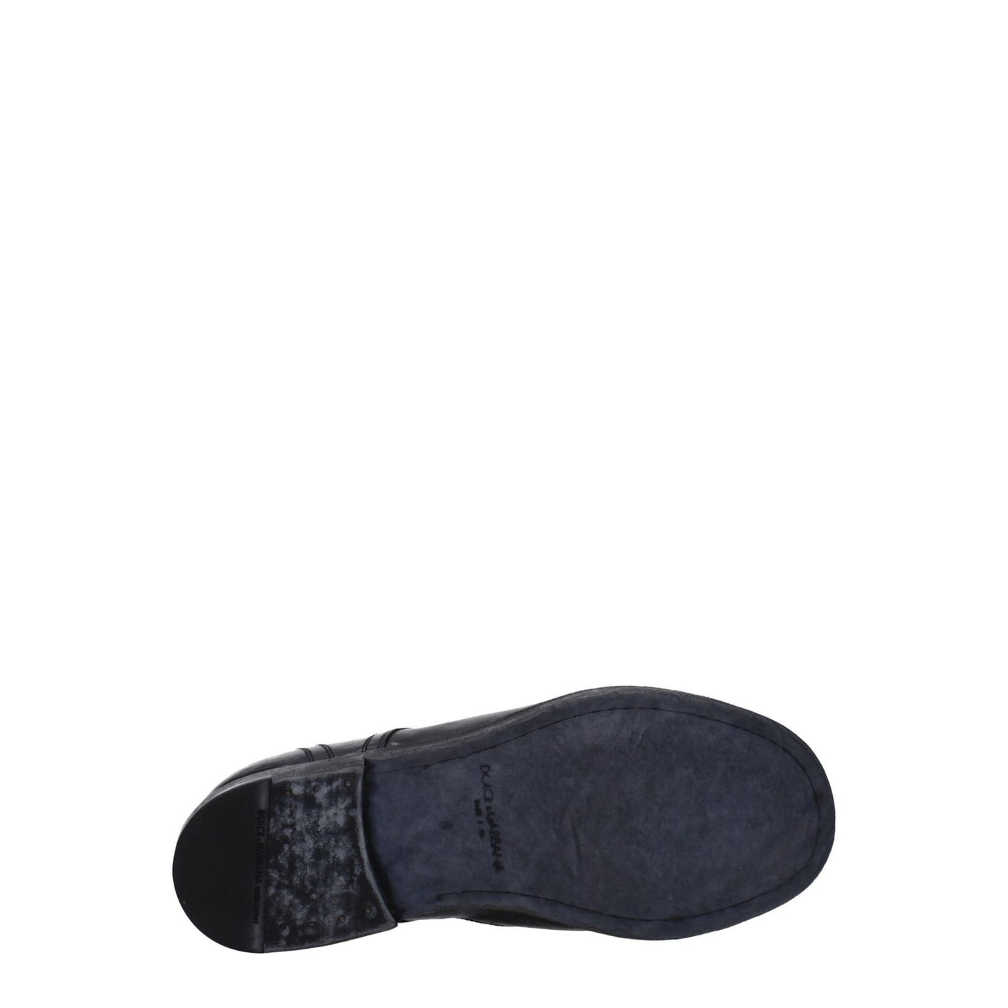 Sole view of Dolce & Gabbana Black Leather Oxfords And Derbies showing distressed vintage effect leather.
